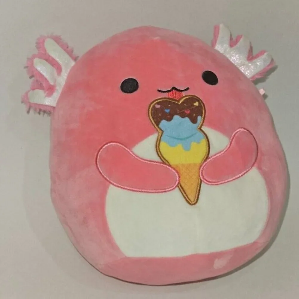 Squishmallows Archie Pink Axolotl Eating Ice cream 9